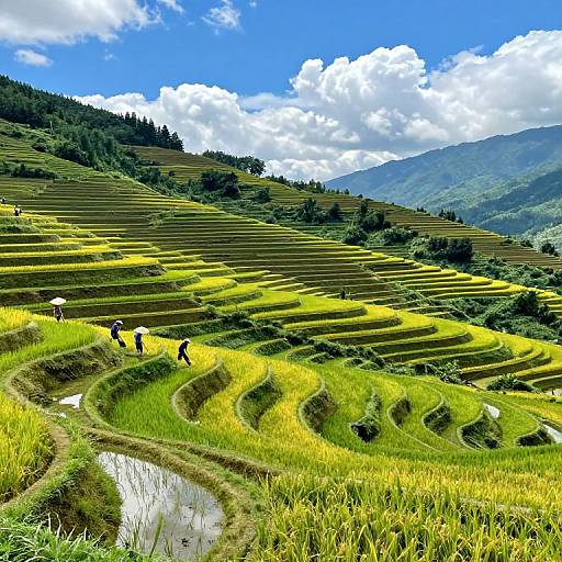 Photorealistic Terraced Rice Fields Landscape