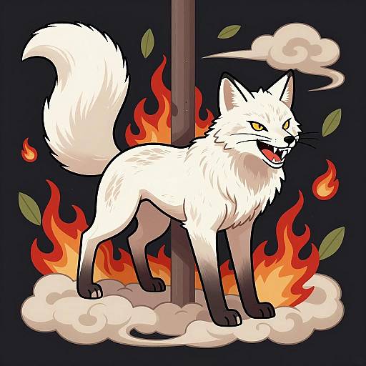 Fierce Multi-Tailed Fox in Action