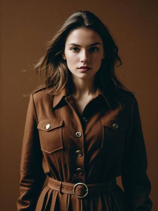 Cinematic Portrait of Woman in Brown Outfit