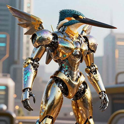 Anthropomorphic Kingfisher Mech Exoskeleton