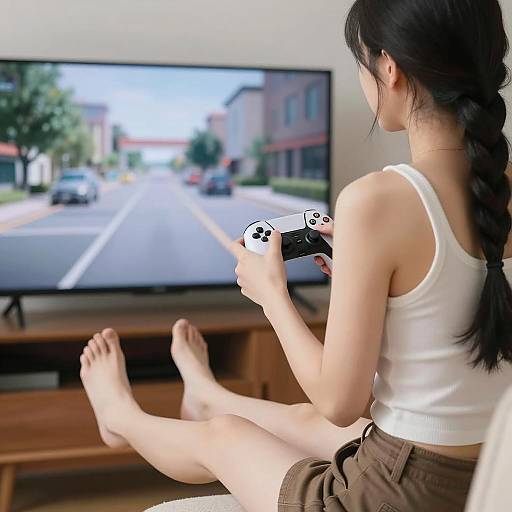 Solo Girl Gaming with Controller