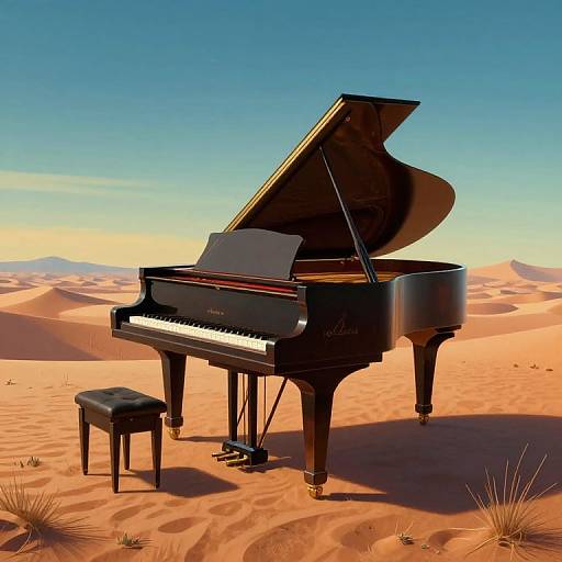 Surreal Floating Piano in Dreamscape