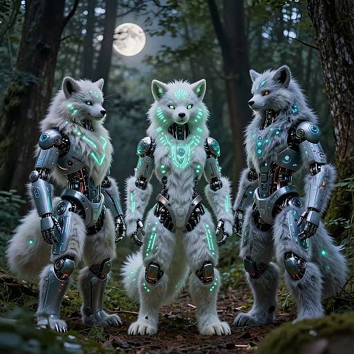 Bioluminescent AI Furries in Forest