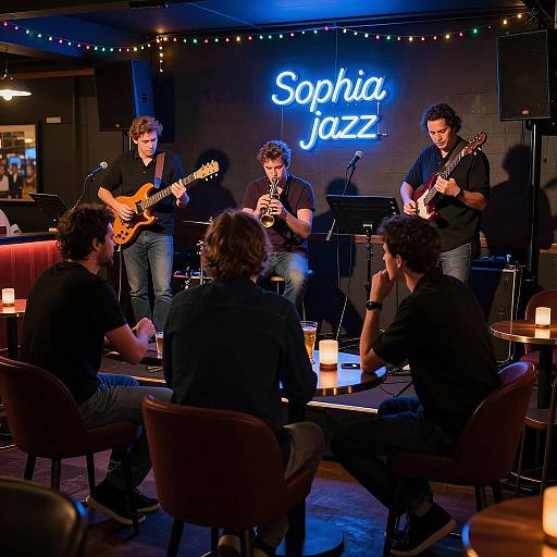 Vibrant Nightclub Scene with Jazz Musicians