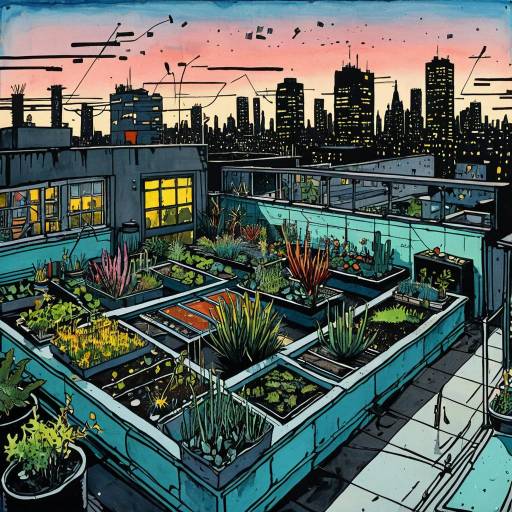 Surreal Rooftop Garden in Retro Style