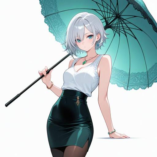 Elegant Poised Girl with Parasol Elegant Poised Girl with Parasol