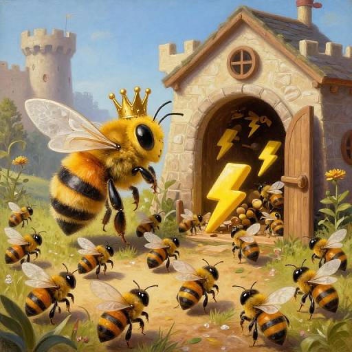 Whimsical Queen Bee Castle Scene