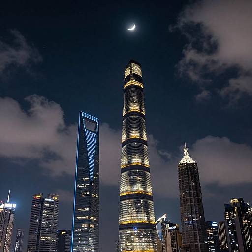 Glowing Skyscraper Night Cityscape