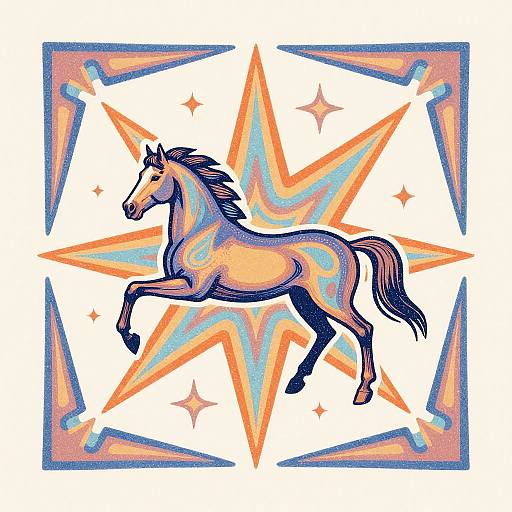 Psychedelic Horse Star Print