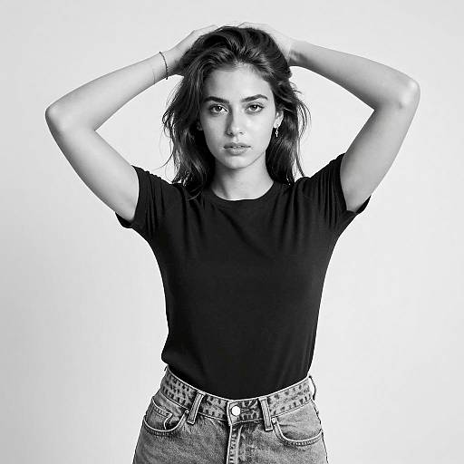 Young Woman in Black and White Portrait