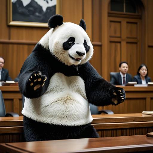 Playful Panda Attorney in Courtroom