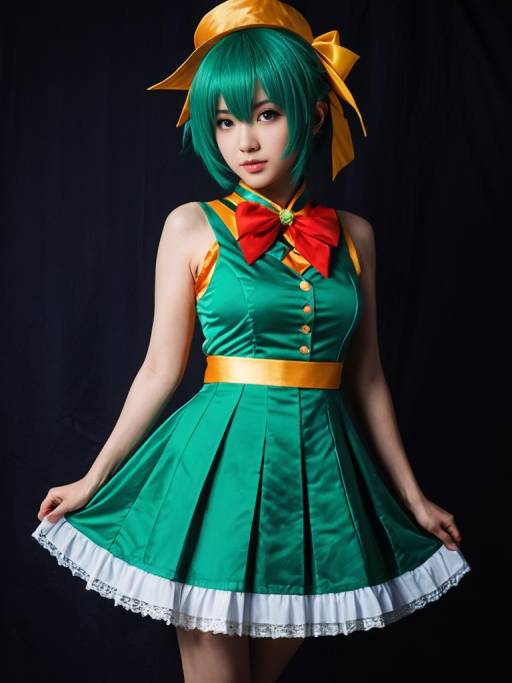 Woman in Ranka Lee Cosplay Costume