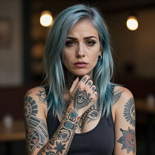 Moody Portrait of Tattooed Woman