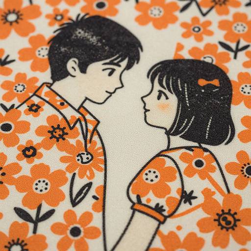 1970s Romantic Manga Floral Illustration
