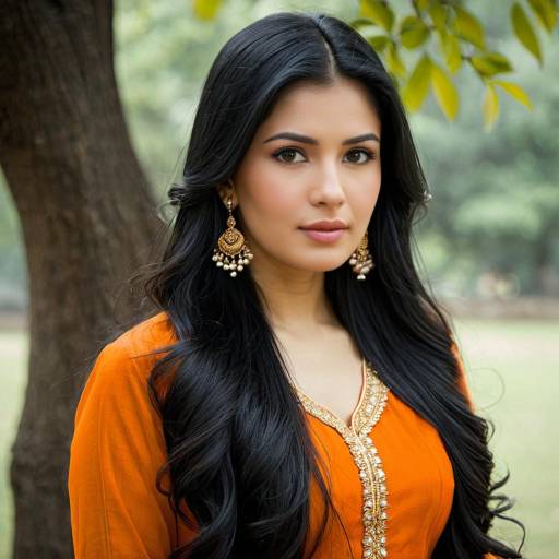 Orange Anarkali Suit With a Blurry Background