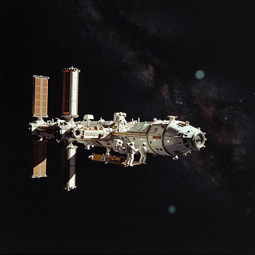 Astronauts Performing EVA Outside Space Station