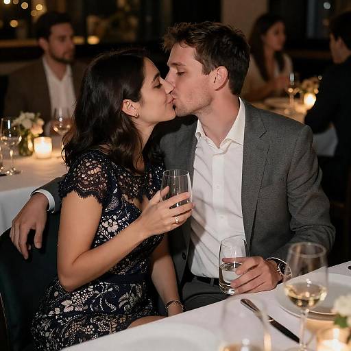 Romantic Couple in Dimly Lit Setting