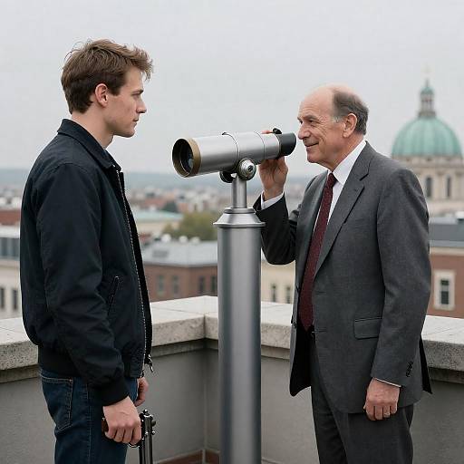 Cityscape Encounter on a Rooftop