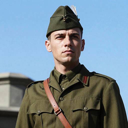 Serious Soldier in Green Military Uniform