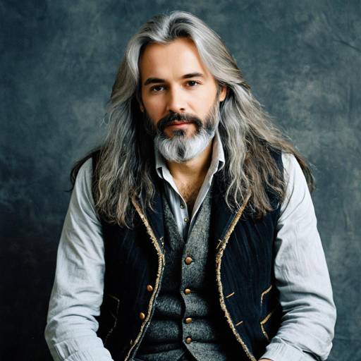 Middle-aged Man in Casual Vintage Rock Outfit