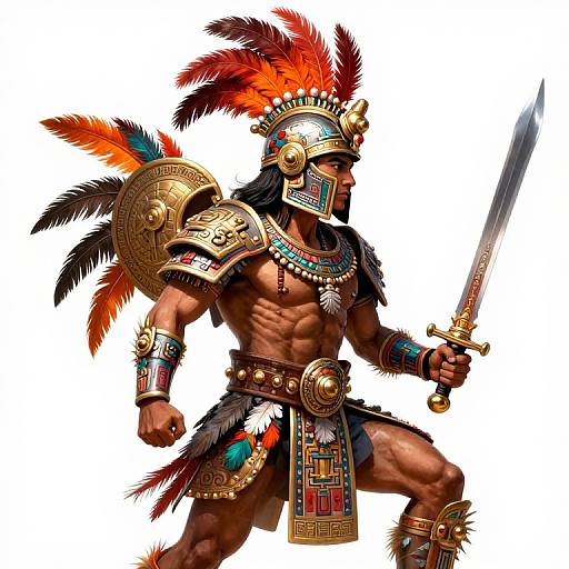 Ornate Mayan Warrior Illustration