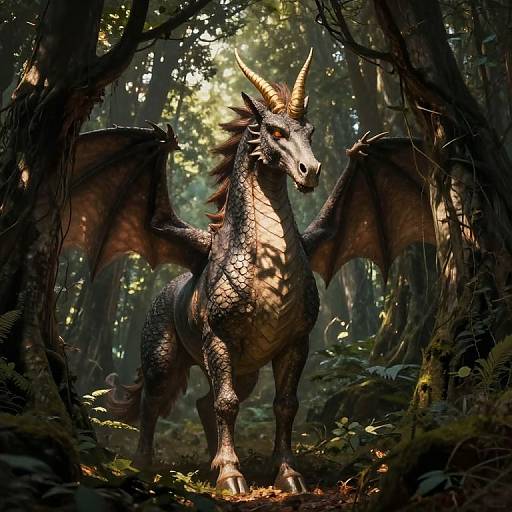 Dragon-Unicorn in Enchanted Forest