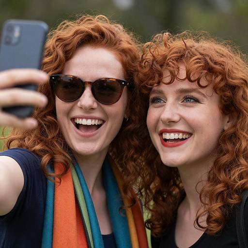 Charming Selfie of Two Red-haired Friends
