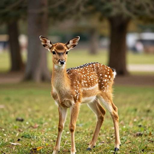 Playful Fallow Deer Fawn in Park