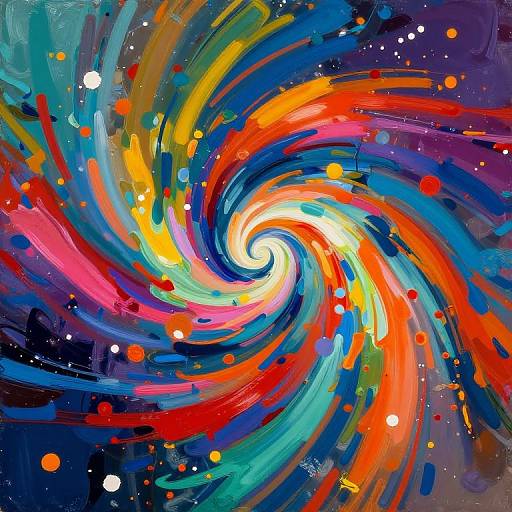 Vibrant Abstract Art with Central Symbol