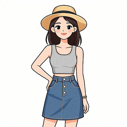 Smiling Woman in Summer Casual Outfit