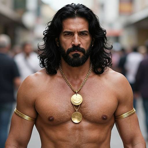 Muscular Middle-Aged Man with Gold Jewelry