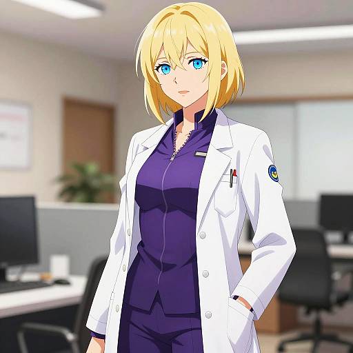 Confident Woman in Stylish Lab Coat