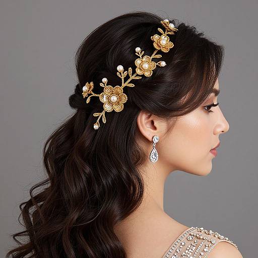 Elegant Gold Blossom Hair Vine