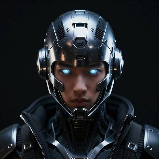 Futuristic Cyberpunk Robotic Helmet