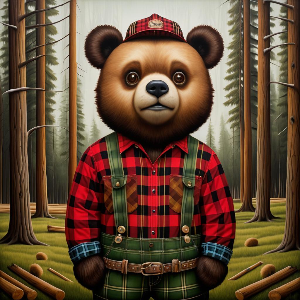 Hyper-Realistic Lumberjack Bear Artwork