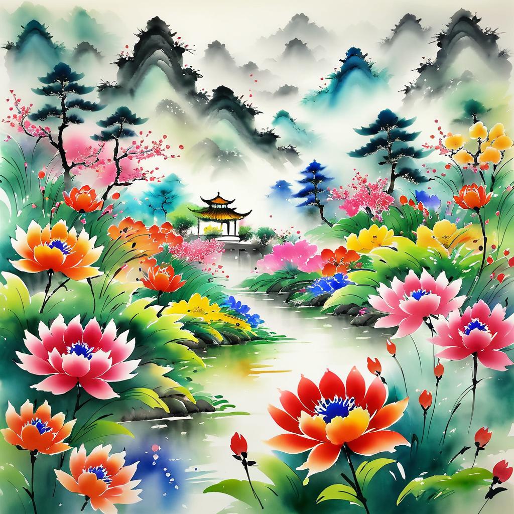 Vibrant Traditional Chinese Flower Garden