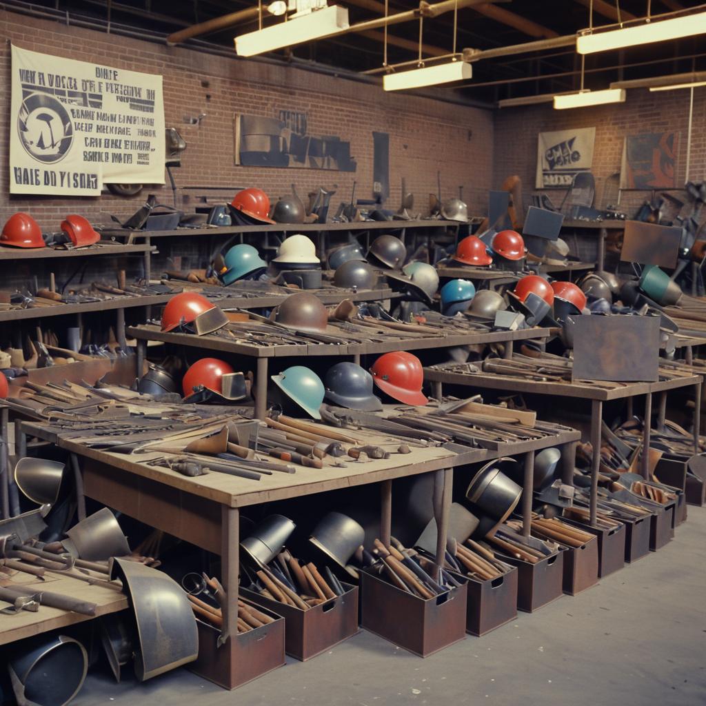 Vintage Protest Tools in Industrial Setting