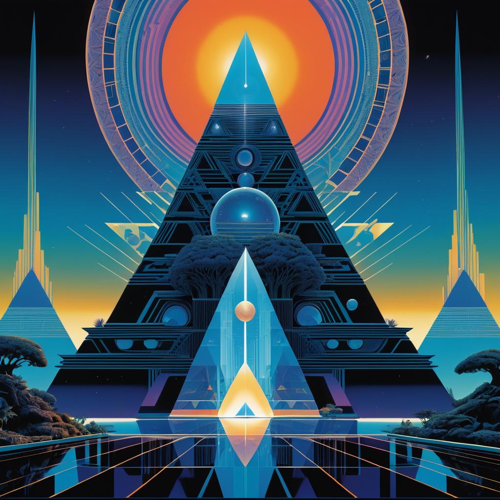 Intricate 70s Afrofuturist Temple Design