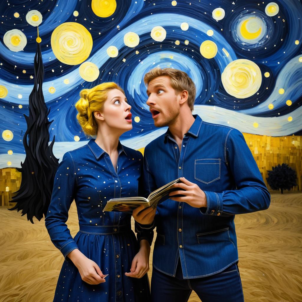 Modern Couple Under Van Gogh's Starry Night