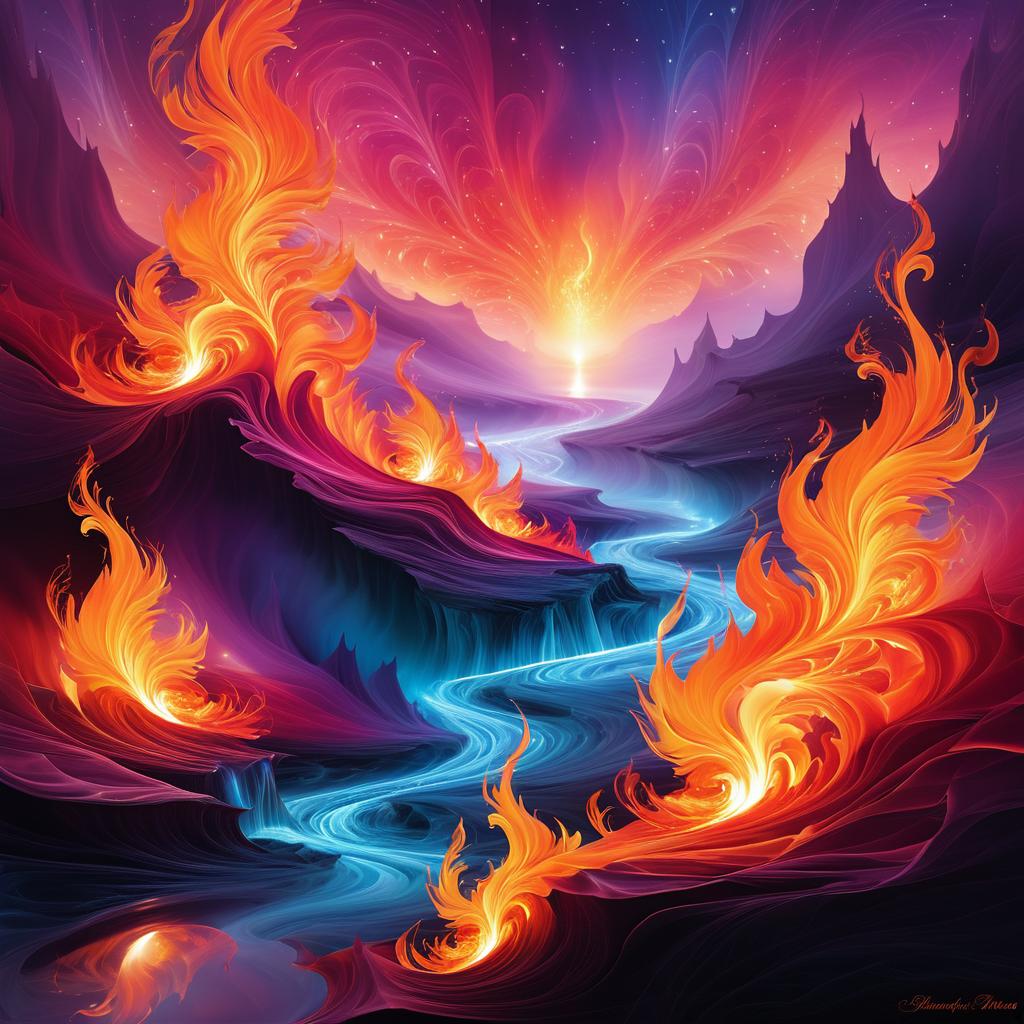 Ethereal Flames in Surreal Landscapes