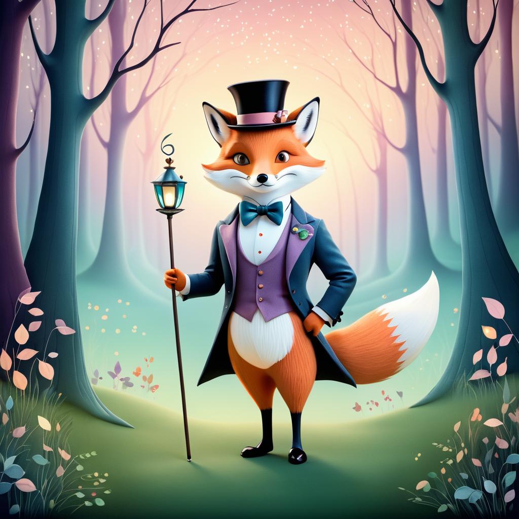 Whimsical Fox in Vintage Storybook Style