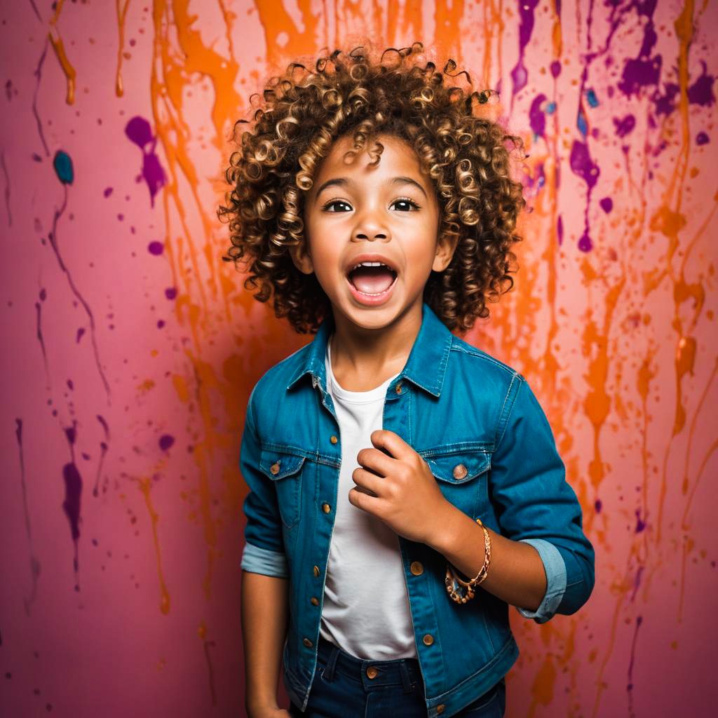 Surprised Party-Goer in Tangerine Background