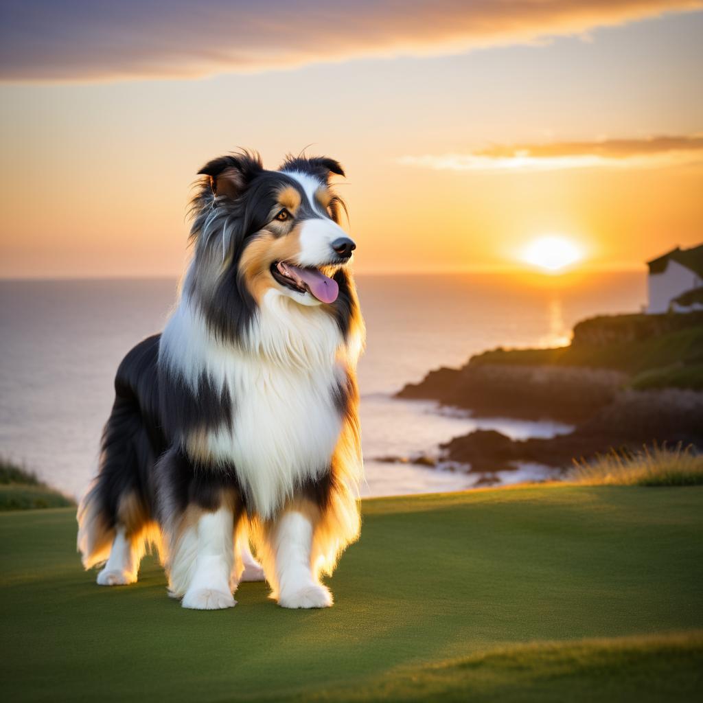 Bearded Collie at Sunset: A Stunning Capture