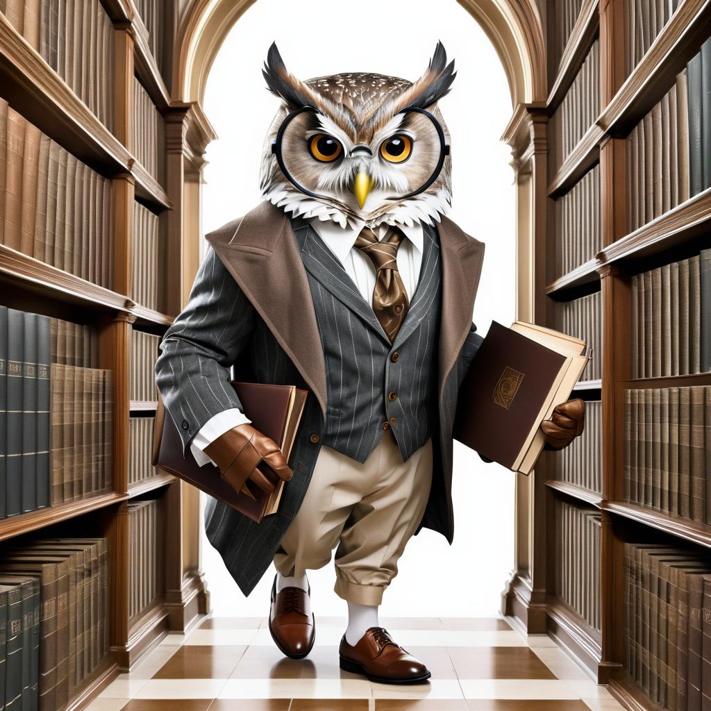 Owl Professor in a Classic Library