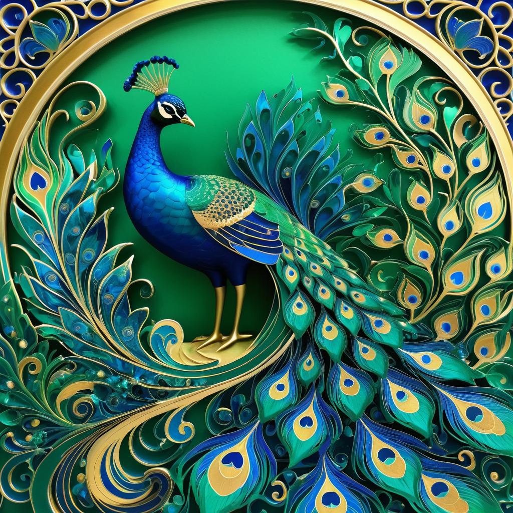 Surreal Peacock with Vibrant Organic Forms