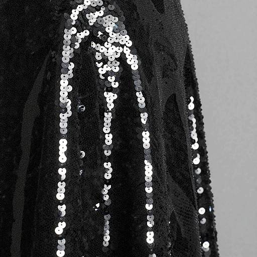 Black Sequined Fabric with Geometric Sparkle