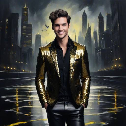 Charming Young Man in Surreal Elegance Charming Young Man in Surreal Elegance