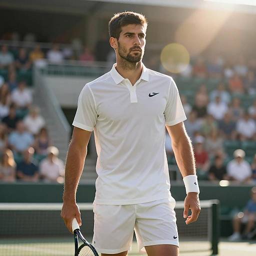 Muscular Male Tennis Player on Court