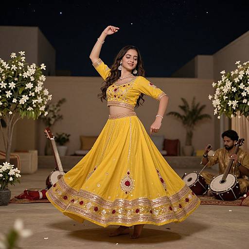 Young Punjabi Woman Dancing in Lehenga
