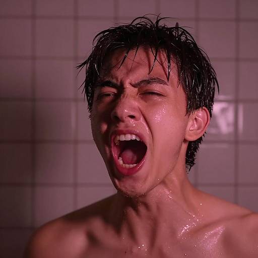 Intense Close-Up of a Screaming Youth